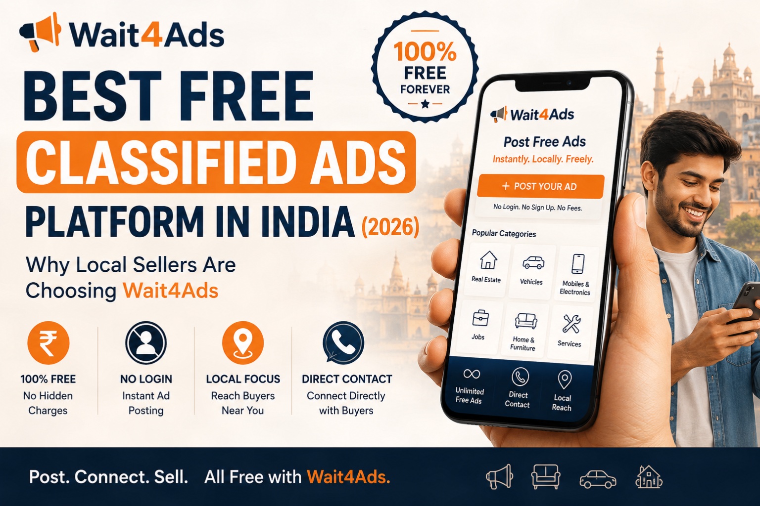 Best Free Classified Ads Platform in India (2026): Why Local Sellers Are Choosing Wait4Ads - Blog Cover Image on Wait4Ads Blog