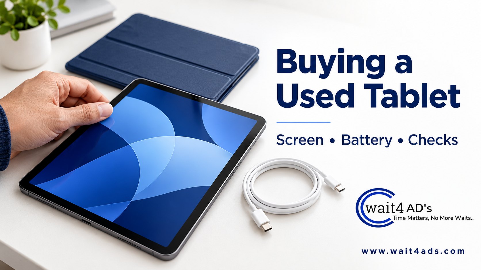 Buying a Used Tablet: Screen, Battery and Account Checks - Blog Cover Image on Wait4Ads Blog