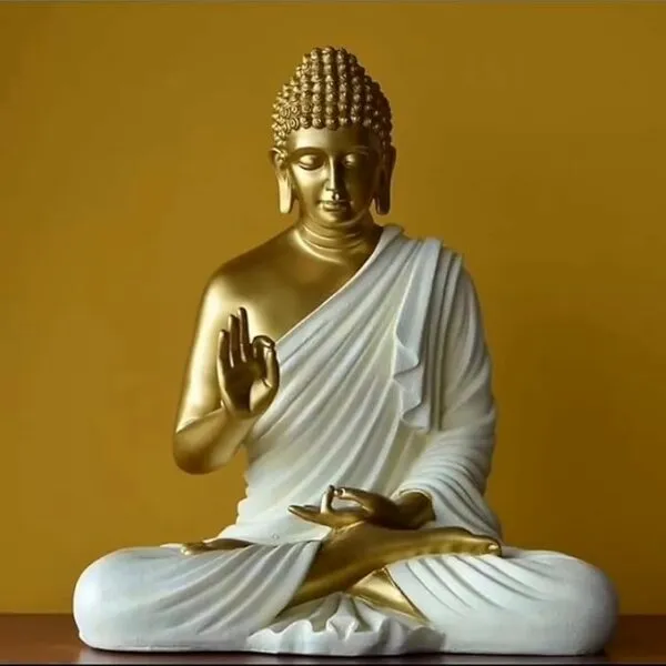 14-inch Buddha for Home Décor (White Golden)