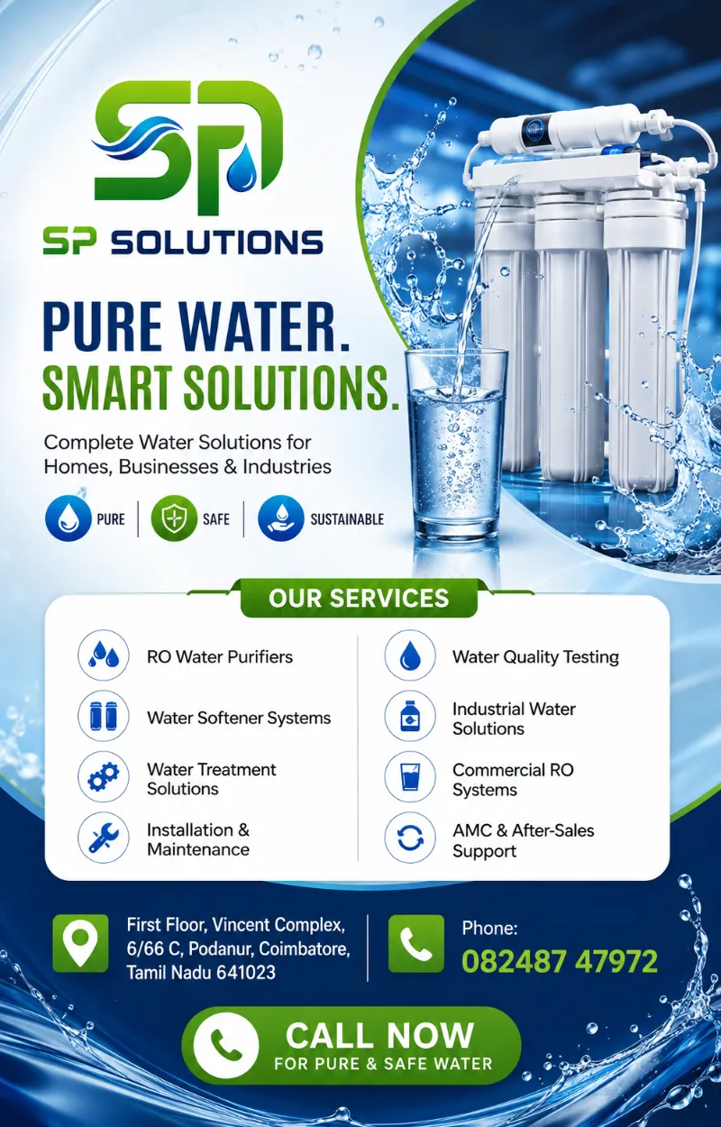 SP solutions RO water service in Coimbatore