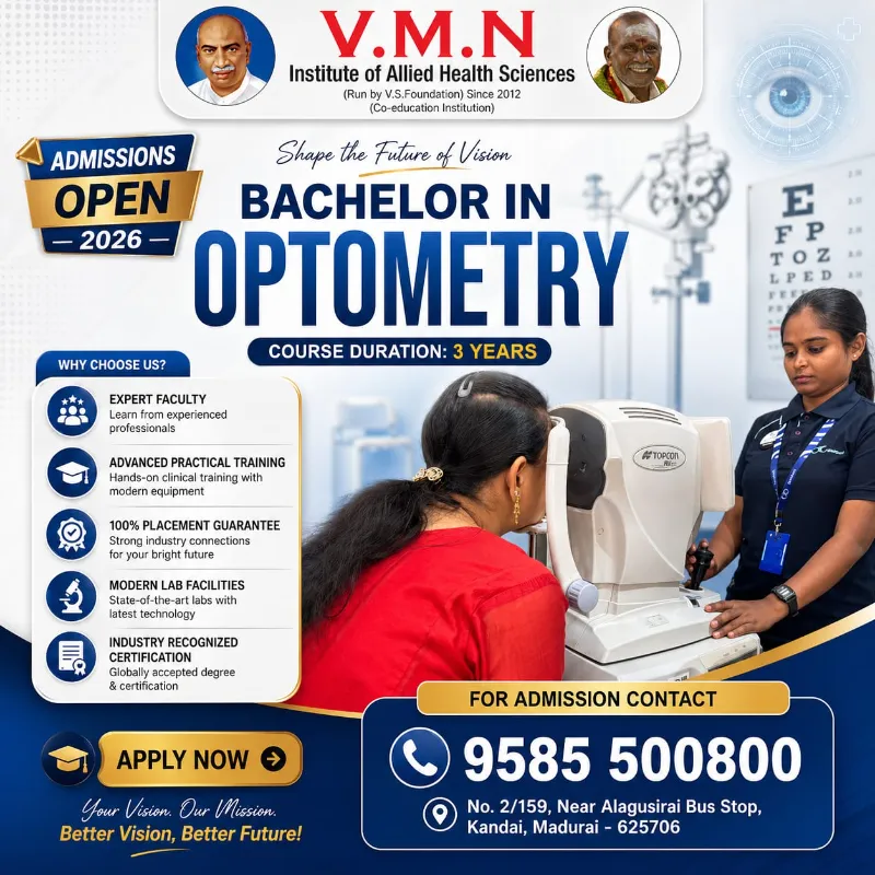 Top Optometry Course in Tamil Nadu with Placement | V.M.N Institute 