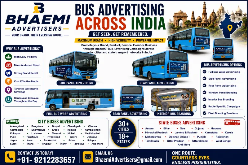 Bus Advertising / Advertisement in 18+ States & 30+ Cities – Pan India