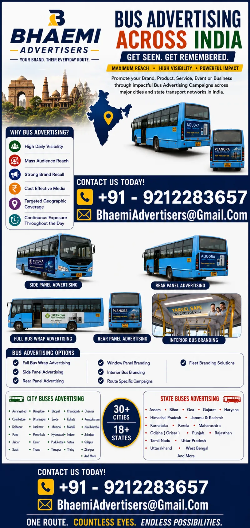 Bus Advertising / Advertisement in 18+ States & 30+ Cities – Pan India