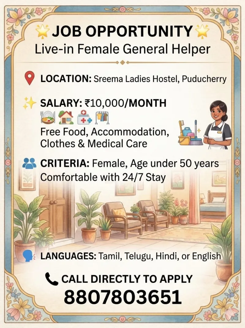 Housemaid - Jobs in Puducherry for ₹10000