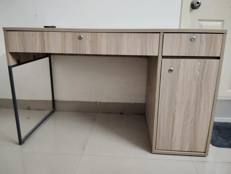 Study / Computer Desk with Lock Drawers & Cabinet | Light Oak Finish