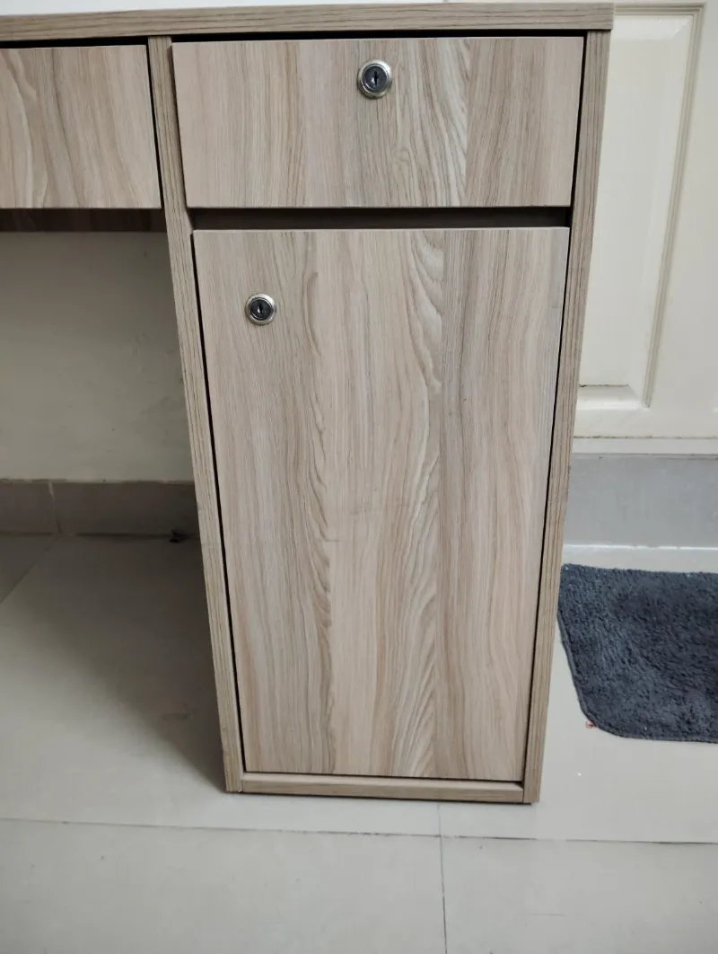Study / Computer Desk with Lock Drawers & Cabinet | Light Oak Finish