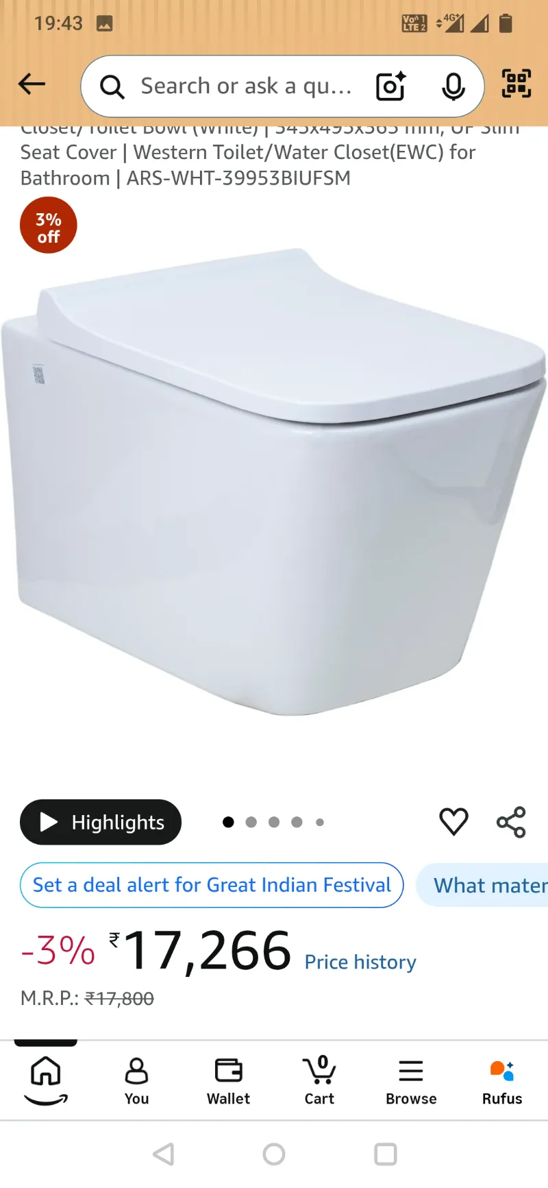 Jaquar commode fitted unsused