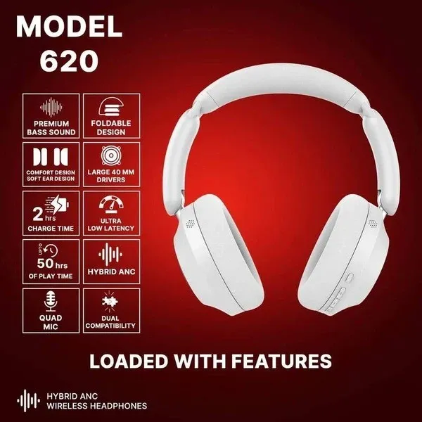 Kyptec LifeStyle® 620 Hybrid ANC Wireless Headphones with 40mm Drivers
