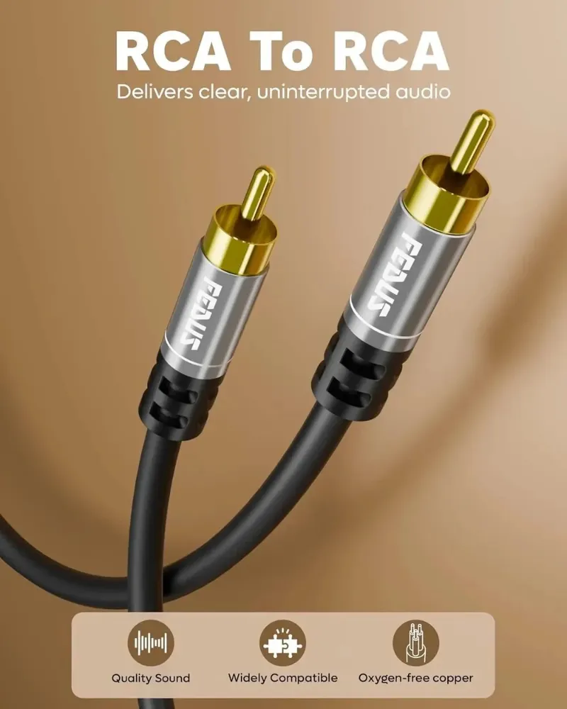  FEDUS Subwoofer Cable, Double Shielded RCA To RCA Audio Cable 1.5M