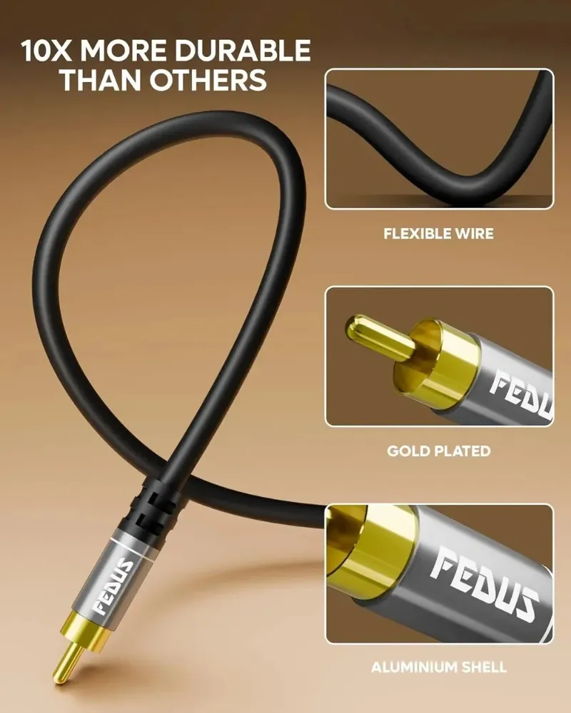  FEDUS Subwoofer Cable, Double Shielded RCA To RCA Audio Cable 1.5M