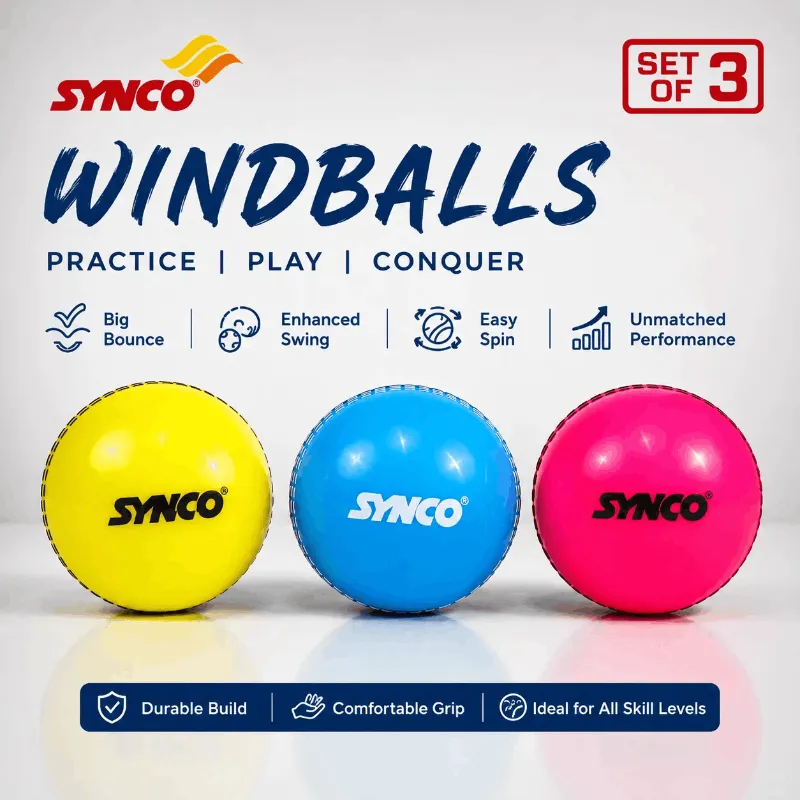  Windball Cricket Balls Pack of 3 90g- Synco
