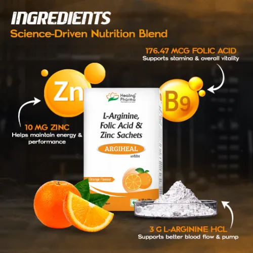 Buy Argiheal – L-Arginine Sachets, Zinc & Folic Acid Sachet