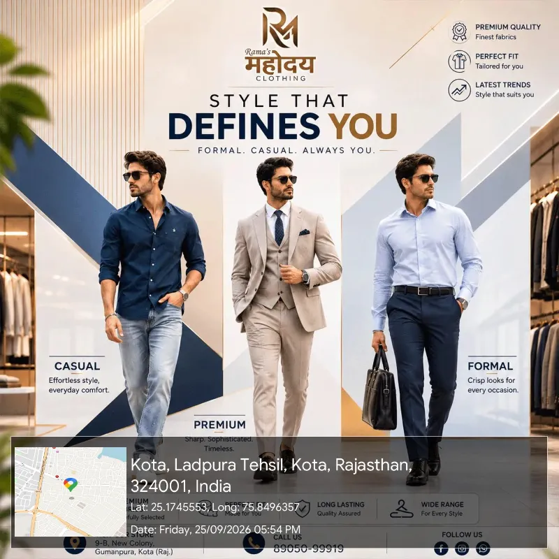 Rama’s Mahoday readymade garments for men in Kota