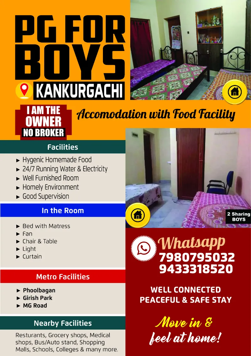 PGAccomodation for Boys Kankurgachi Kolkata